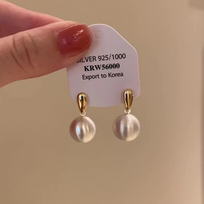 Wholesale The niche frosted brushed metal ball earrings have a simple and high-end temperament