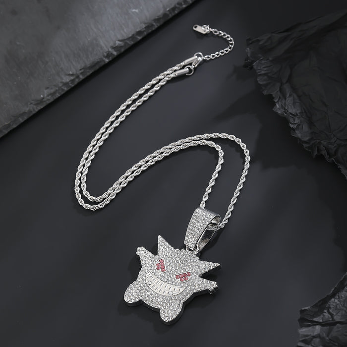 Wholesale Personalized cartoon pendant necklace with diamond inlaid Cuban chain jewelry