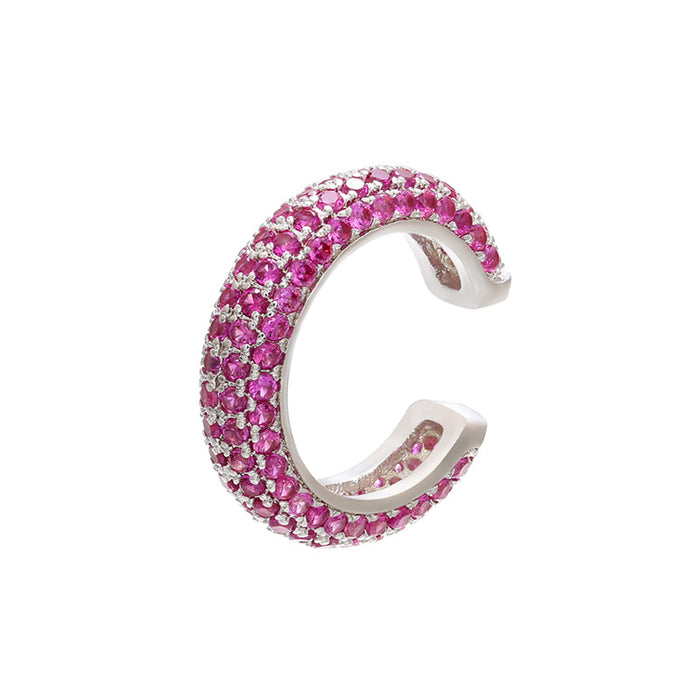Wholesale Gold Plated Copper Ear Cuff with Colored Zircon Simple Style Fashion Accessory MOQ≥2