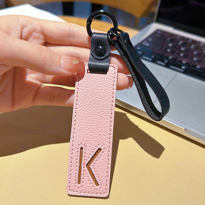 Wholesale 26 English Letter Text Plate Leather Keychain JDC-KC-WWX004