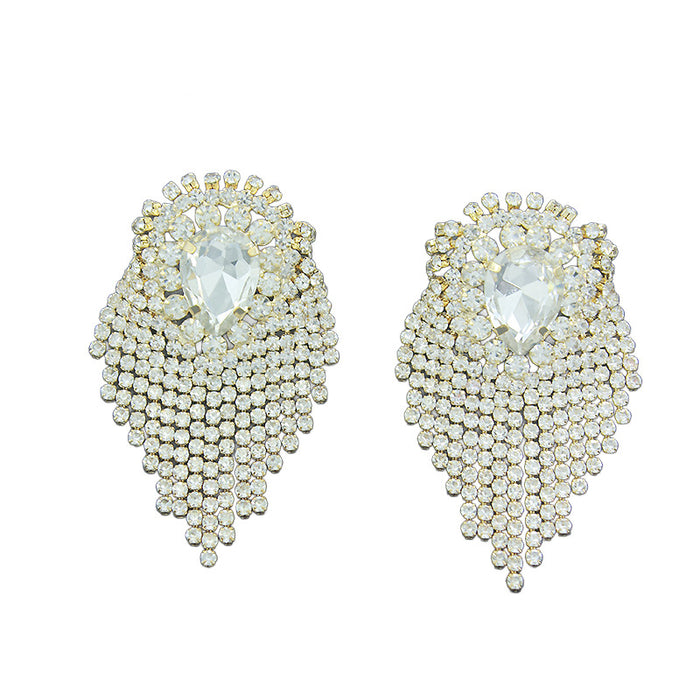 Wholesale Shiny Rhinestone Tassel Earrings Personalized Popular Women's Trend Diamond Earrings