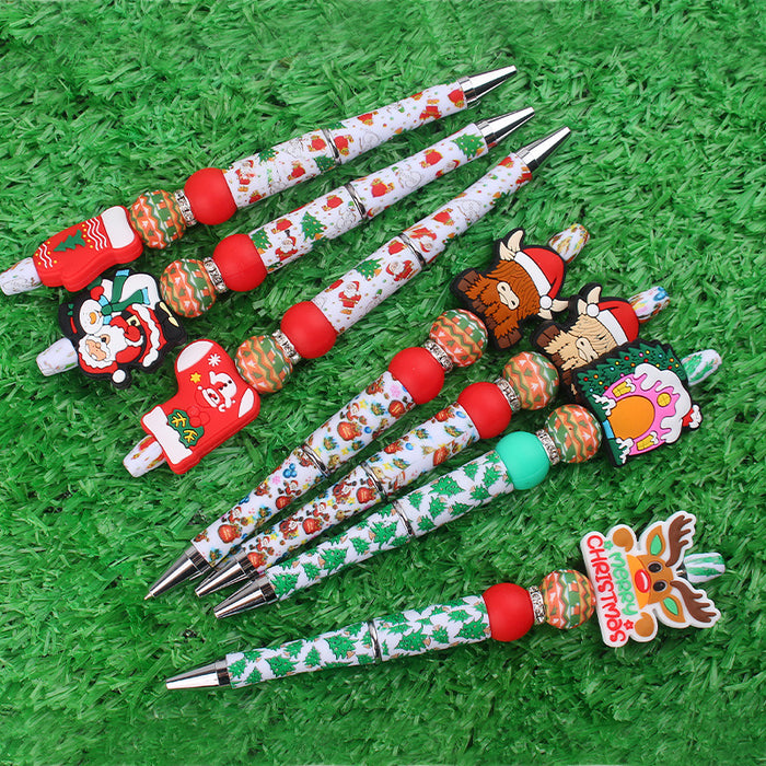 Wholesale Cartoon Christmas Silicone Plastic Bead Pen JDC-PN-GuangTian013