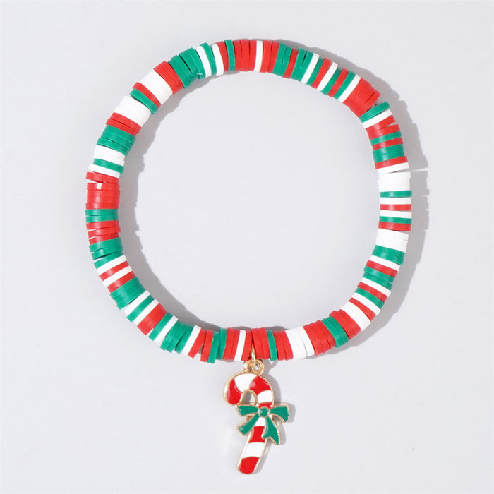 Wholesale Christmas Bracelet Women' s Fashion Colorful Soft Ceramic Beaded Christmas Bracelet Christmas Stockings Pendant Bracelet