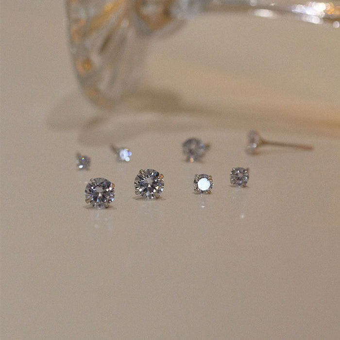 Wholesale  white rhinestone 925 silver needle diamond stud earrings men and women zircon ear bone stud