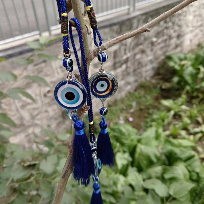 Wholesale Peach Heart Round Metal Eye Pendant with Hanging Ears, Devil's Eye Car Ornament
