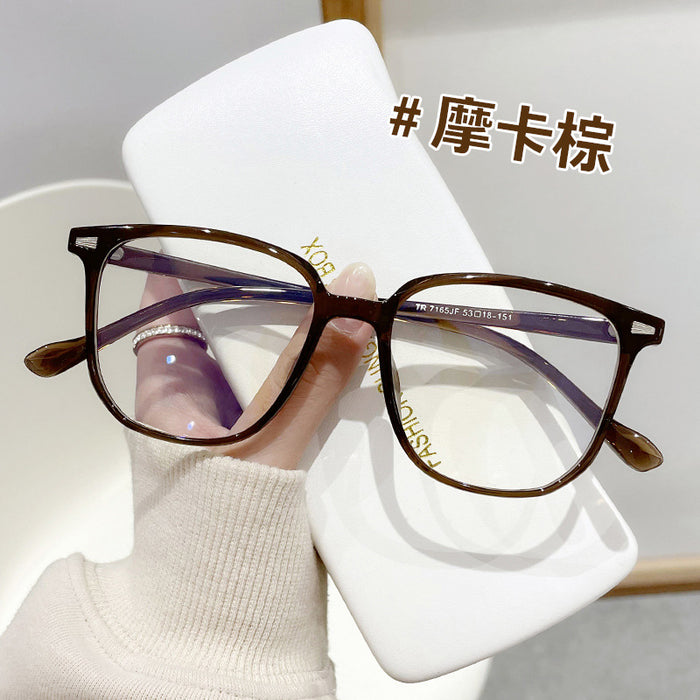 Wholesale Large frame anti blue light eyeglass frame, fashionable and high-end sensory artifact TR flat mirror frame