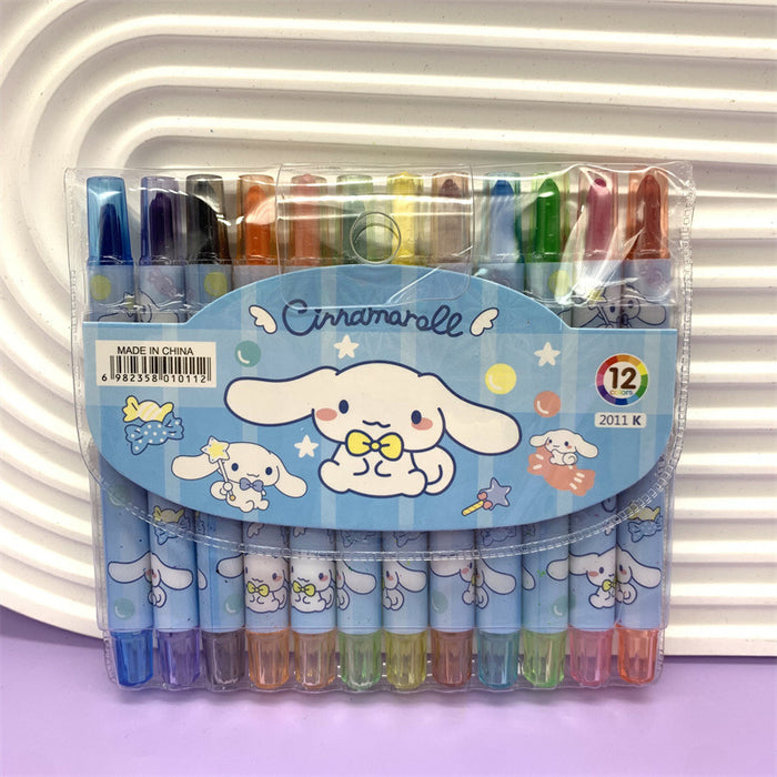 Wholesale Cartoon Cute Spinning Crayons 12 Color Oil Pastel Painting Brushes (S) JDC-CY-YunL001