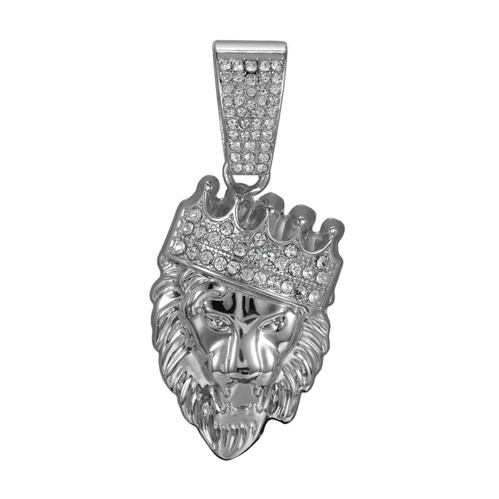 Wholesale long necklace Cuban chain Crown lion head pendant men's accessories
