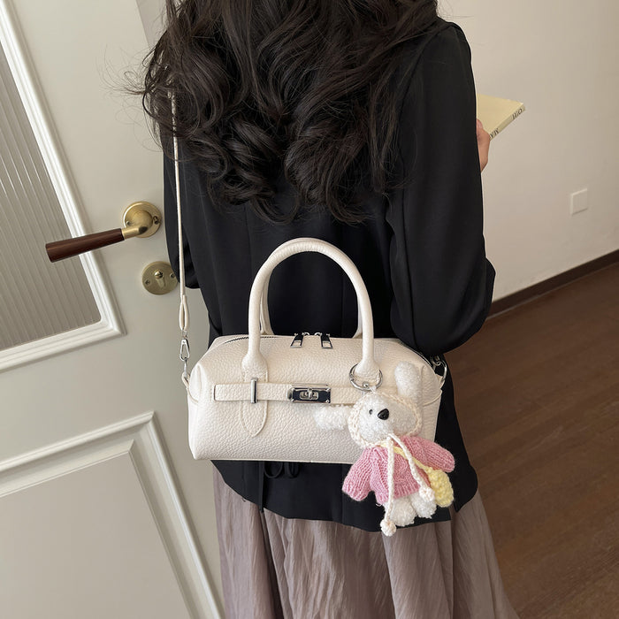 Wholesale Women' s Street Fashion White PU Boston BagEveryday Handbag with Zipper