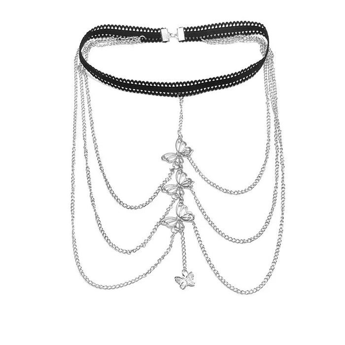 Wholesale  Diamond Garden Bead Chain Body Chain Jewelry Flash Diamond Pendant Tassel Necklace Chest Chain Fashion Women's