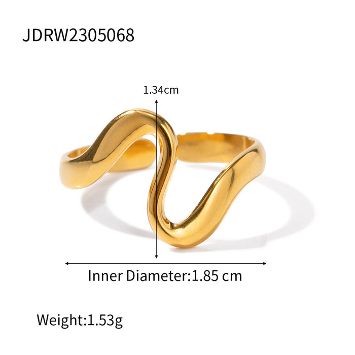 Wholesale Non Fading 18k Gold Stainless Steel Open Ring High-end Feel Ring Titanium Steel Bracelet JDC-RS-JD009