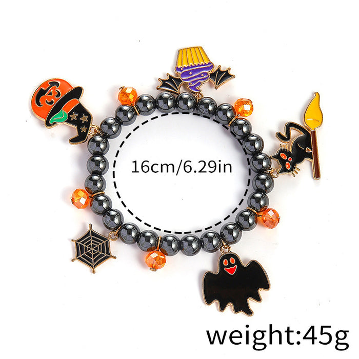 Wholesale  Element Bracelet Pumpkin Skull Ghost Cat Bat Painting Oil Color Bracelet