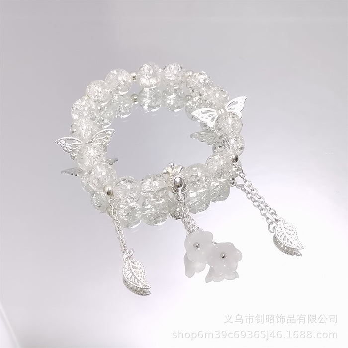 Wholesale Chic Crystal Lily of the Valley Bracelet Butterfly Design Fashion Accessory
