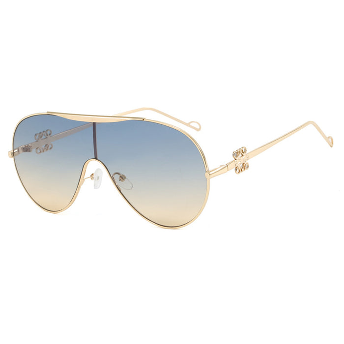 Wholesale Conjoined Sunglasses Pilot Frame Driving Sunglasses Premium Metallic Retro Sunglasses