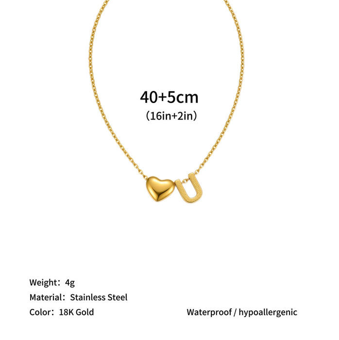 Wholesale Clavicle chain jewelry accessory 26 letter heart pendant titanium steel necklace