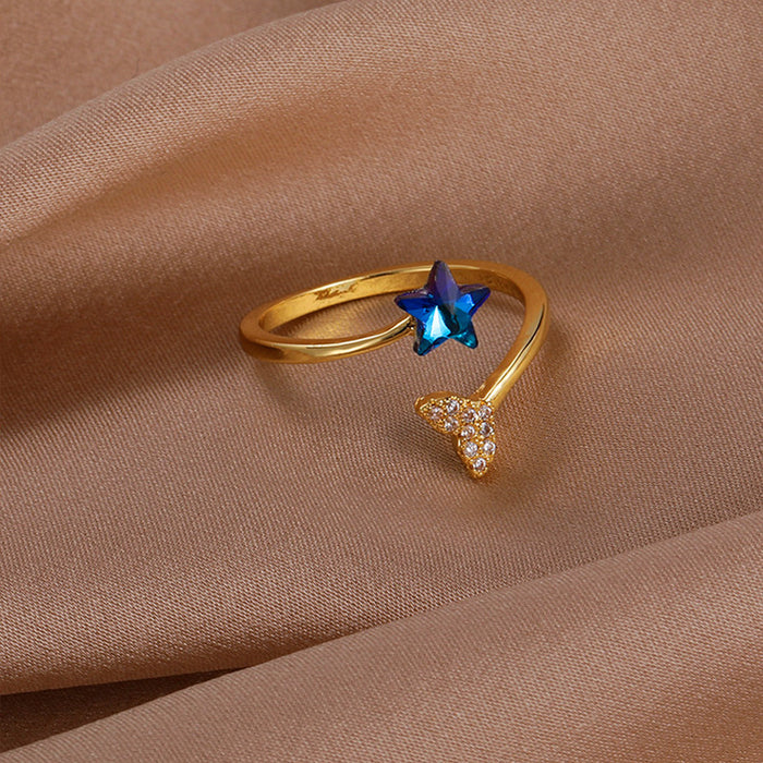 Wholesale Star ring with adjustable opening and pentagram opening for women wholesale