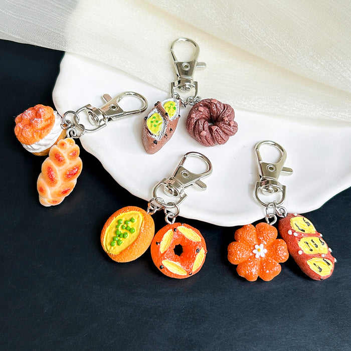 Wholesale French alkaline bread keychain small pendant girls bag student backpack pendant