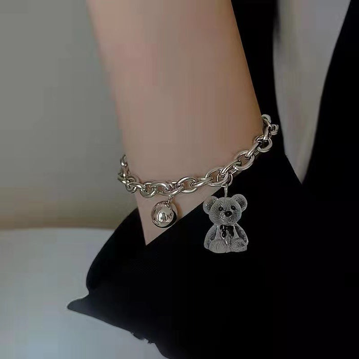 Wholesale Transparent Three-dimensional Tie Teddy Bear Bracelet JDC-BT-Baiyue002