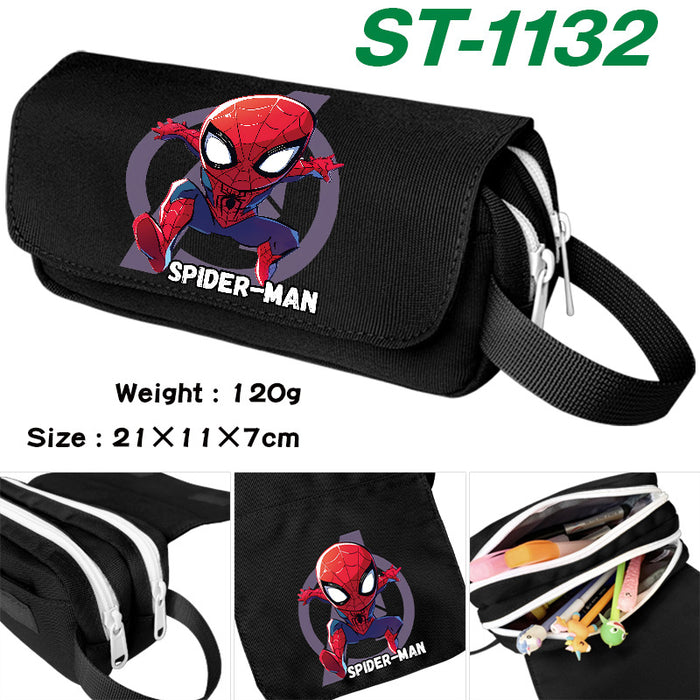 Wholesale Cartoon Canvas Pencil Case Double Layer Large Capacity Waterproof With Handle For Students