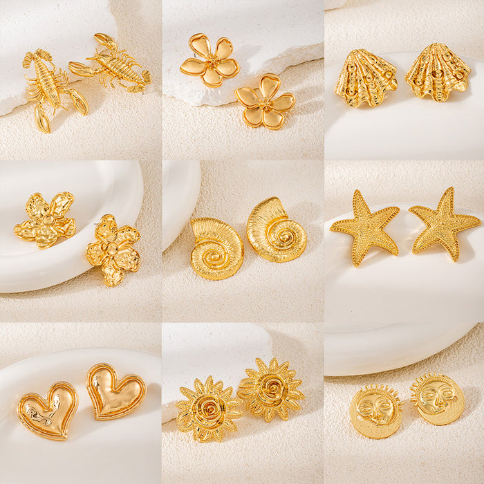 Wholesale Sunflower Starfish Summer Ocean Style Earrings
