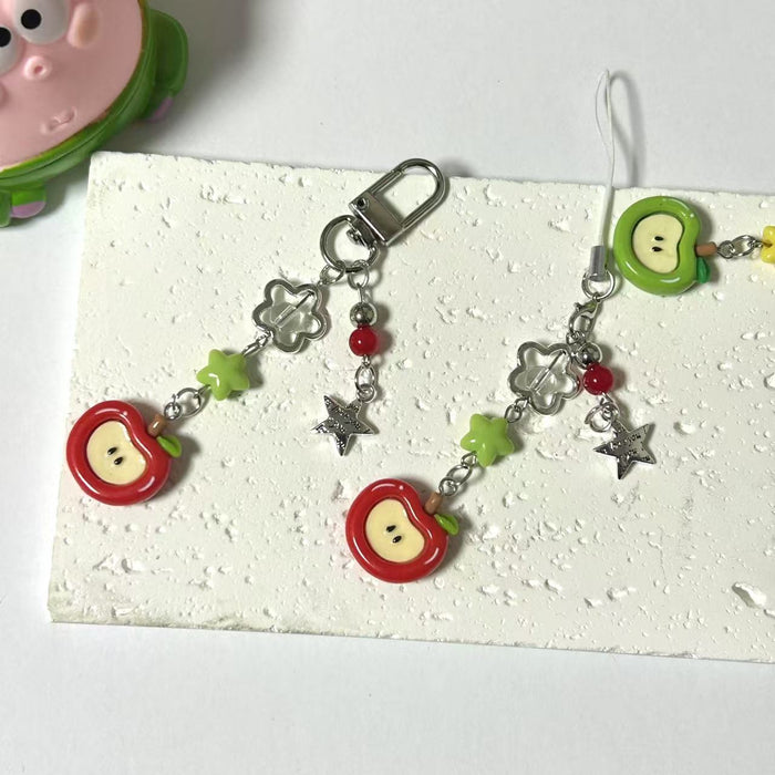 Wholesale Red Apple mobile phone lanyard bag decoration cute pendant keychain