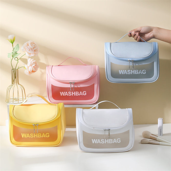 Wholesale Stylish Waterproof PVC Travel Toiletry Bag Large Capacity Handheld Cosmetic Pouch Colorful Curved Design For Travel Gift Everyday Use
