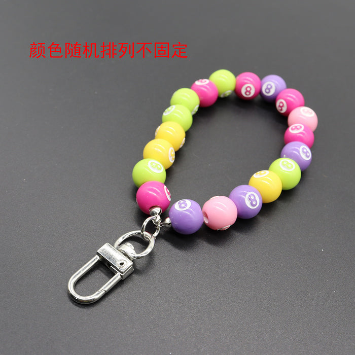 Wholesale Alloy Door Buckle Black 8 Dice Lanyard Ins Phone Chain Keychain Pendant Bag Water Bottle Lanyard Accessory