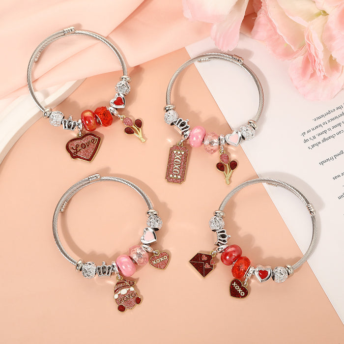 Wholesale Crystal bead stainless steel bracelet