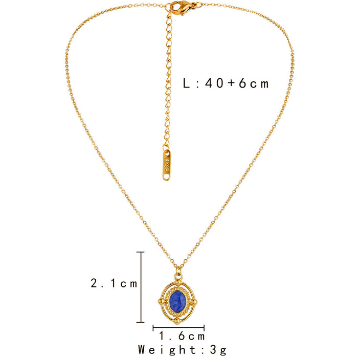 Wholesale Classic creative design stainless steel retro oval hollow oil dripping short necklace