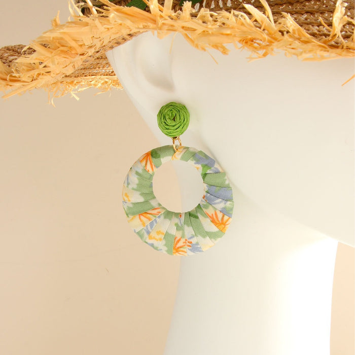 Wholesale Exaggerated geometric circular hollow floral cloth earrings with simple, fashionable and personalized earrings
