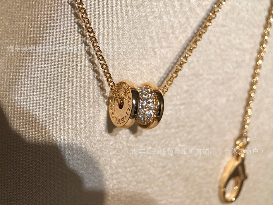 Wholesale Cnc High Version Large Waist Necklace Women's All-match18k Rose Gold Plated Full Diamond Small Waist Clavicle Chain