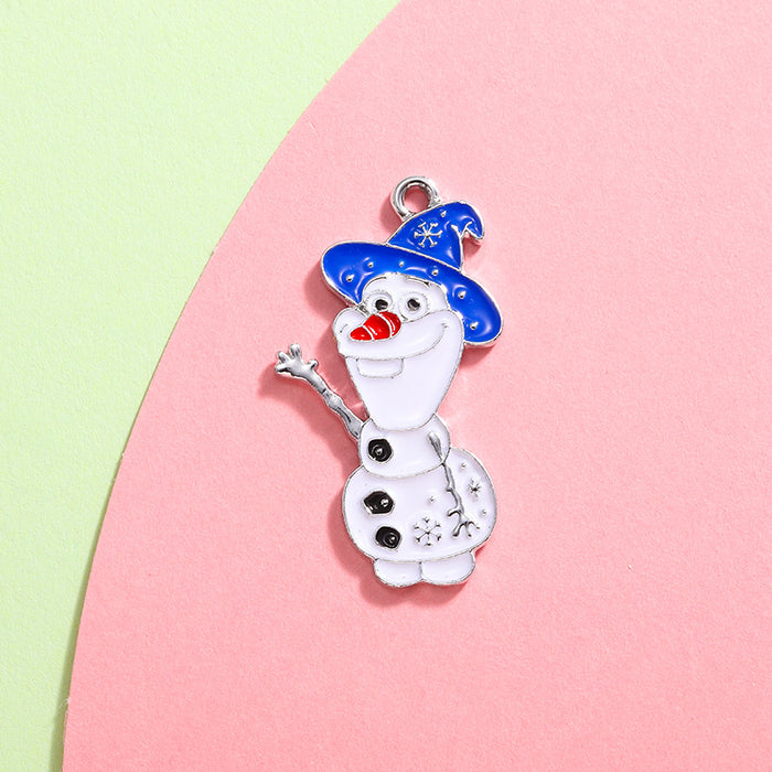 Wholesale retention animation cartoon snow treasure snowman jewelry pendant diy earrings drop oil creative cute bracelet pendant