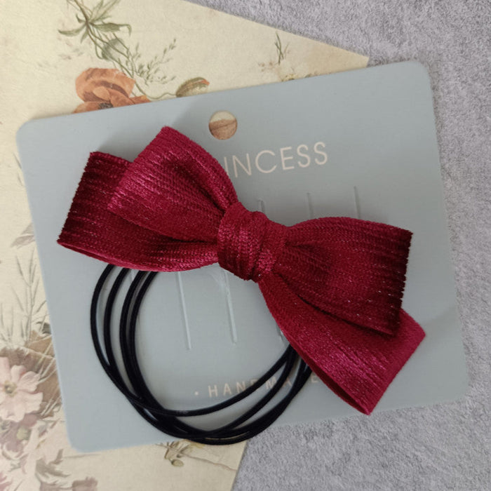 Wholesale Autumn and winter high-elastic multi-strand head rope burgundy velvet bow tie hair ring Oak hair rope rubber band