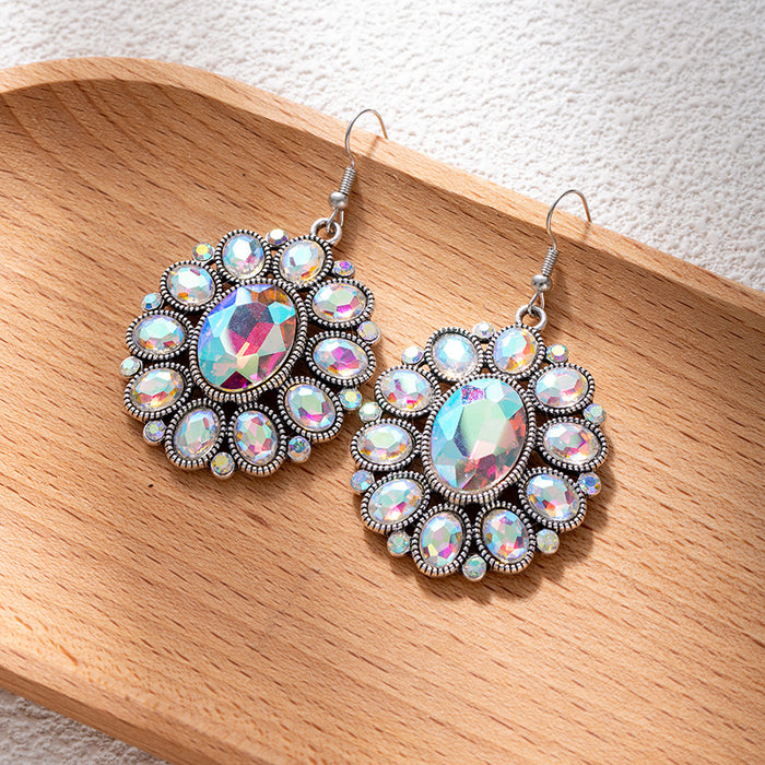 Wholesale Retro ethnic turquoise flower earrings