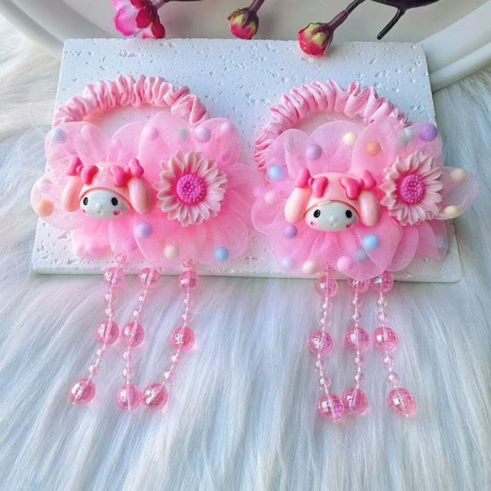 Wholesale Kids'  Flower High Elastic Tassel  Hair Scrunchies