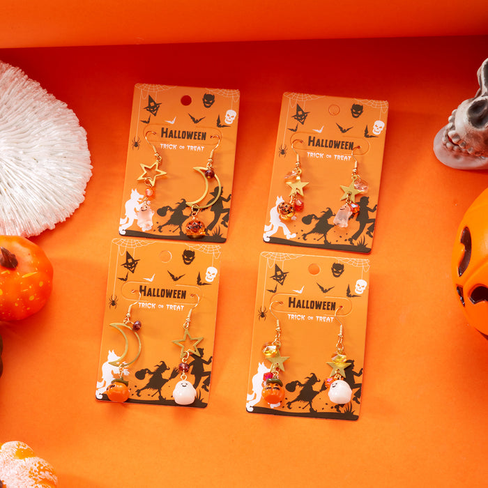 Wholesale Asymmetric Long Earrings Stars Moon Ghost Pumpkin Alloy