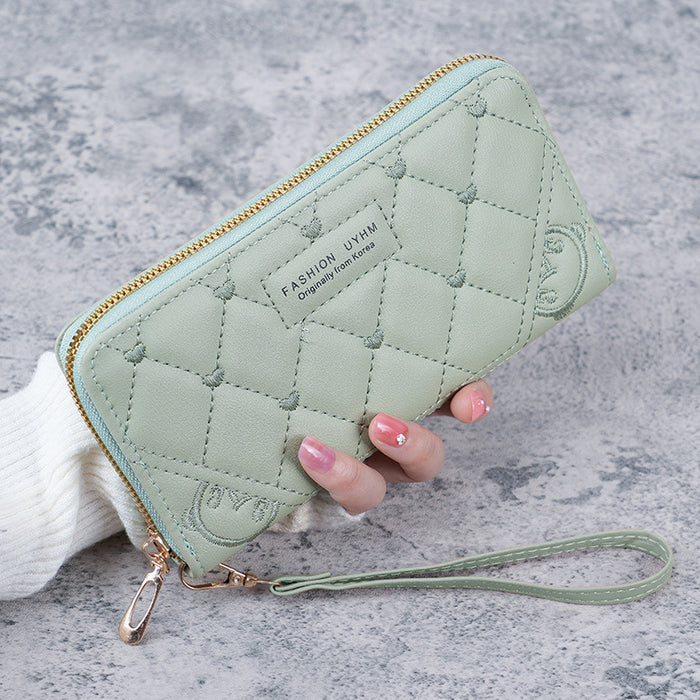 Wholesale Embroidery Long Wallet for Women PU Leather Zip Around Multifunctional Wallet Fashion Accessory Gift