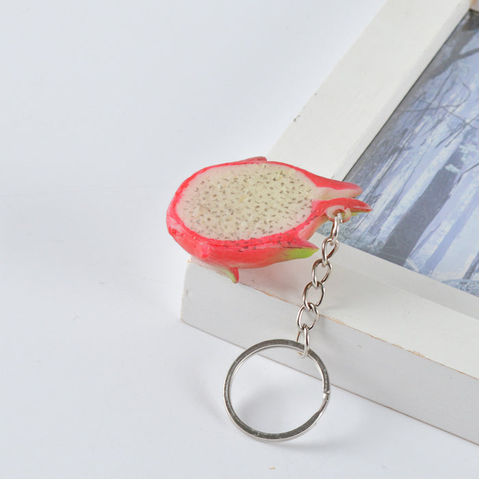 Wholesale PVC Fruit Keychain Bag Charm Simulated Dragon Fruit Decorative Accessory Trendy Gift