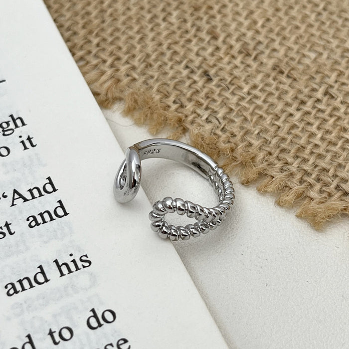 Wholesale Water drop hollowed out Fried Dough Twists opening ring is versatile, fashionable, personalized, high-level, small ring