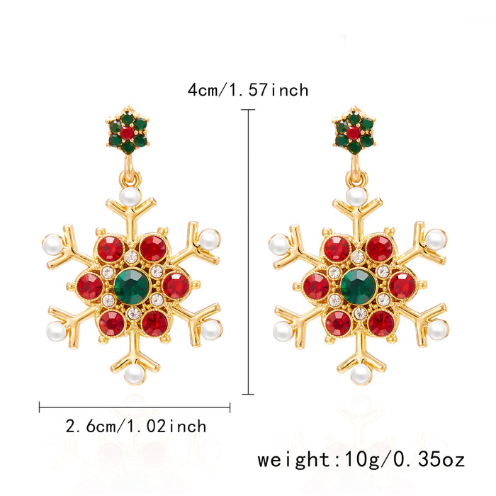 Wholesale Christmas Ornaments Diamond Snowflake Earrings