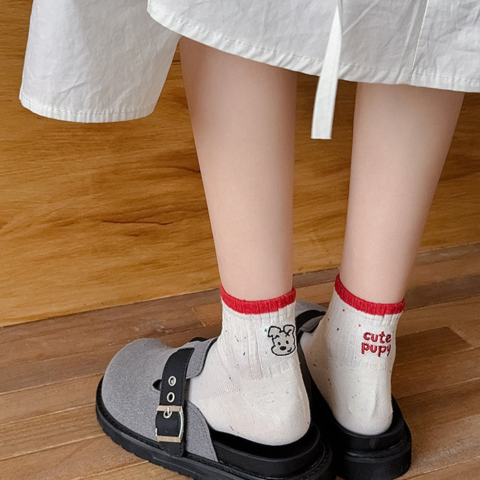 Wholesale Cartoon embroidery fashionable short socks low top cotton socks