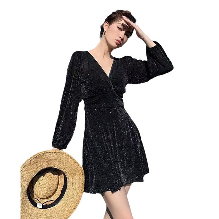 Wholesale Swimsuit women's polyester one-piece long sleeve elegant solid color