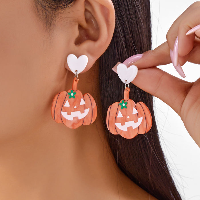 Wholesale  Creative Bat Pumpkin  Ghost Asymmetrical Acrylic Earrings