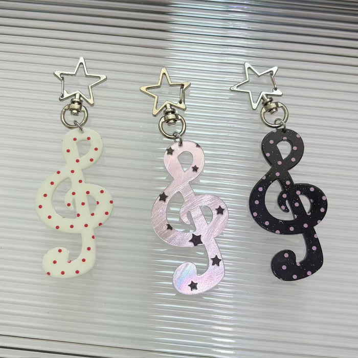Wholesale Sweet polka dot striped star musical note keychain