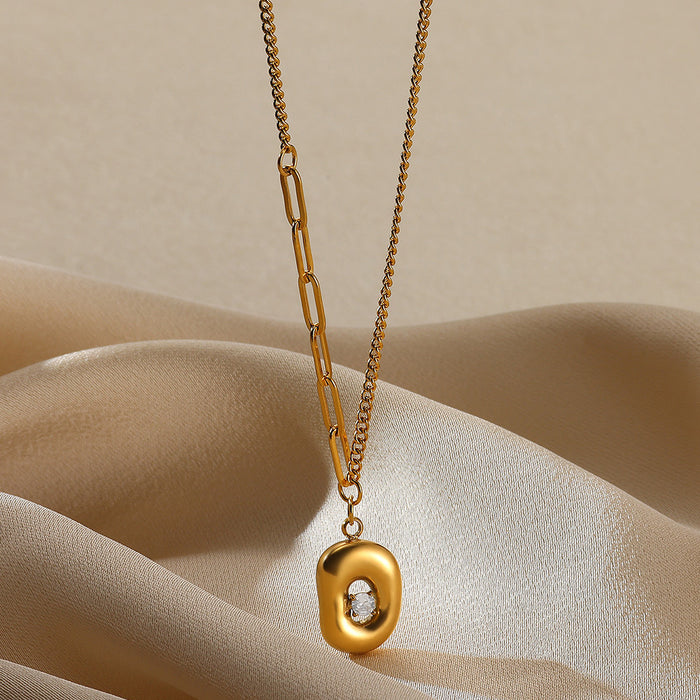 Wholesale gold stainless steel zircon pearl necklace love pendant