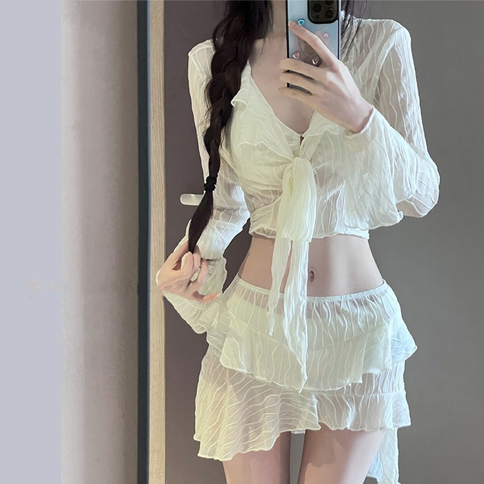 Wholesale Hot spring swimsuit bikini four piece set sexy split swimsuit tight fitting