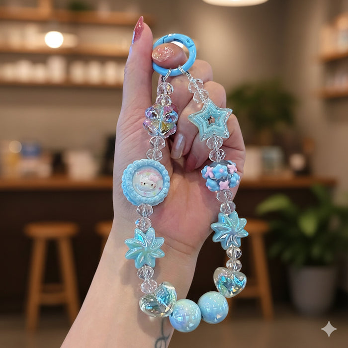 Wholesale Cartoon Cat Bowknot Short Beaded Keychain