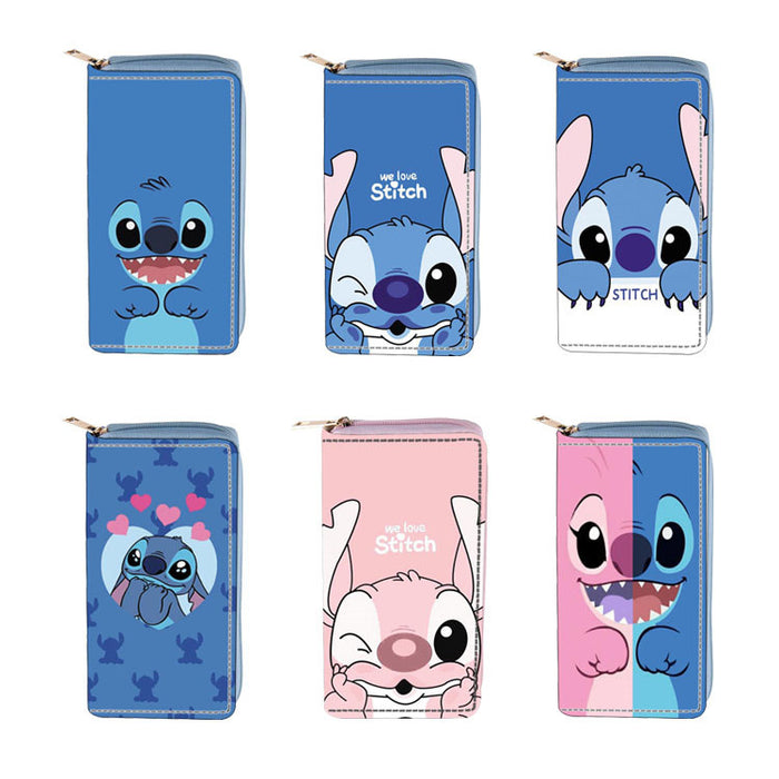 Wholesale Anime Peripheral Stitch PU Long Zipper Wallet 782 Stitch Wallet Printing JDC-WT-DengX001