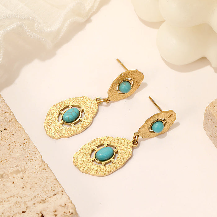 Wholesale 5pcs Irregular Turquoise Light Luxury Earrings