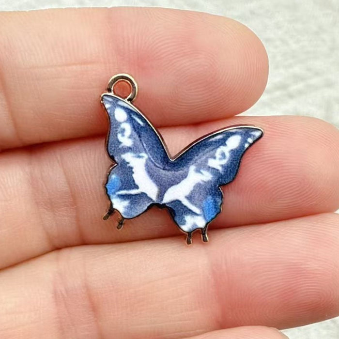 Wholesale 10 PCS DIY alloy enamel colorful butterfly single pendant charm